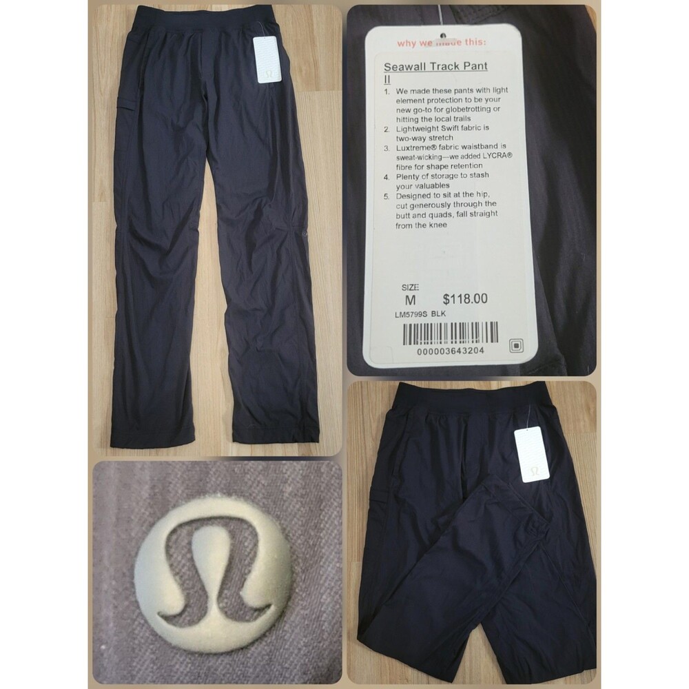 Lululemon Seawall Track Pant 2.0 Size Medium Black Mens LM5799S Performance